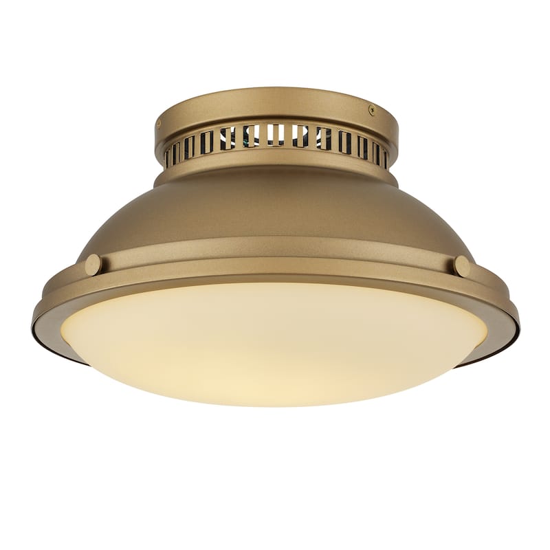 2-Light 14-in Polished Brass Flush Mount