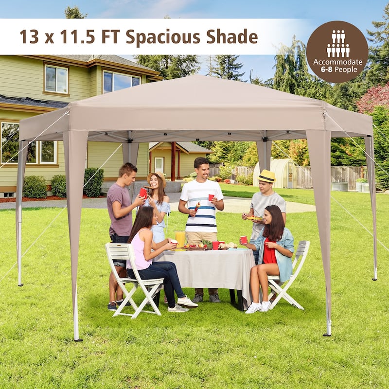 13 x 11.5 Ft Hexagonal Outdoor Event Canopy with Adjustable Height and Silver Coated Top Wind Ropes - 13' x 11.5' x 7.5'