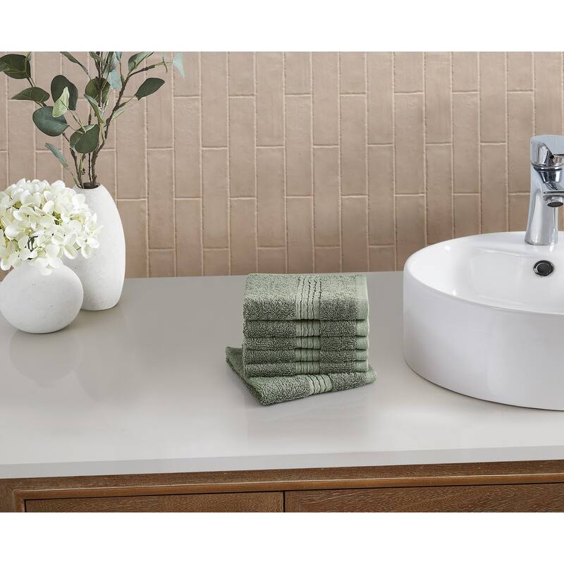 Cannon Cotton TENCEL™ Towel - Same Size Set - Sage Green - 6 Washcloths