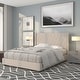 preview thumbnail 10 of 93, Tufted Upholstered Nailhead Trim Platform Bed Beige - Queen