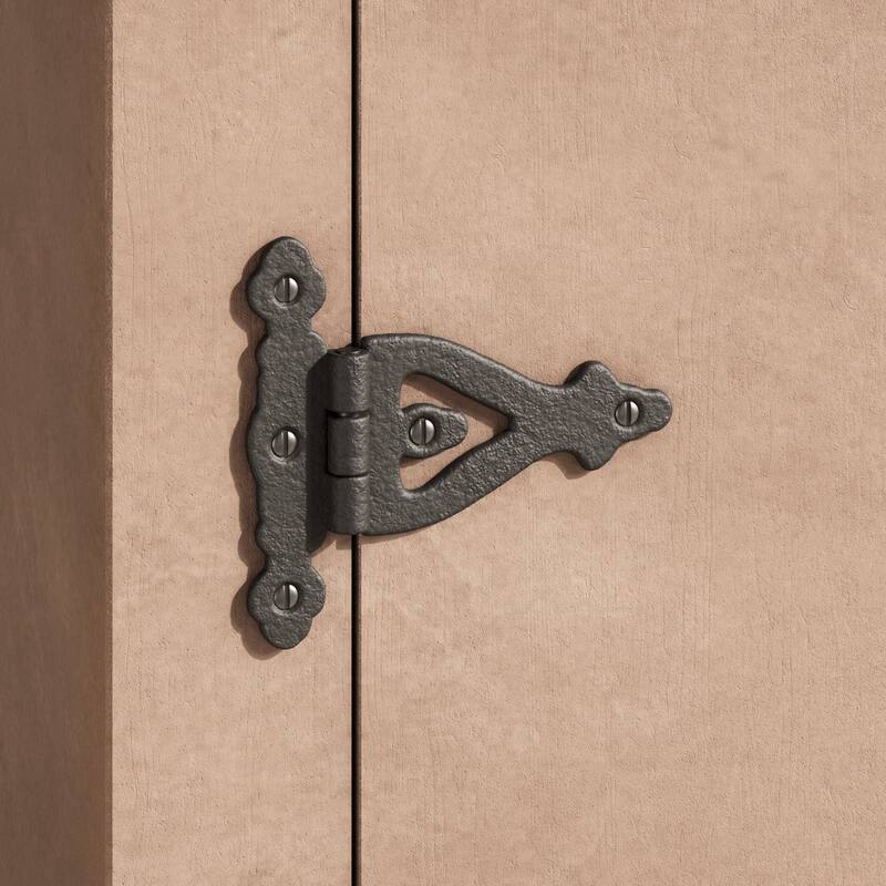Black Wrought Iron Flush Mount Strap Hinges 3 Inch Cabinet Door Hinges with Mounting Hardware (Set of 4) Renovators Supply
