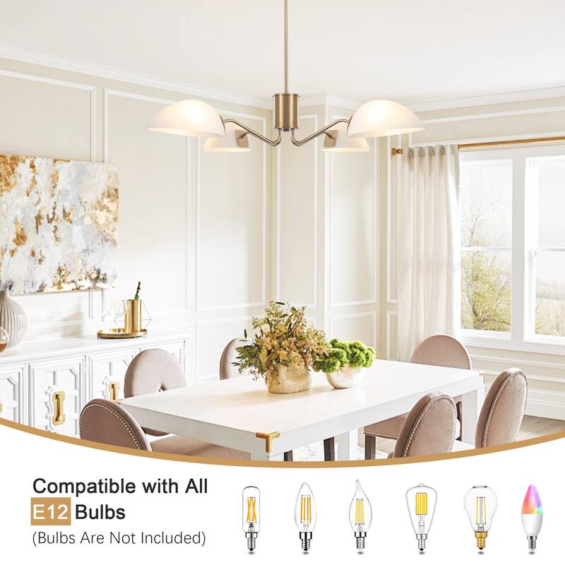4-Light Hanging Island Linear Chandelier Lighting Fixture with Glass Shade for Dining Room Kitchen Island