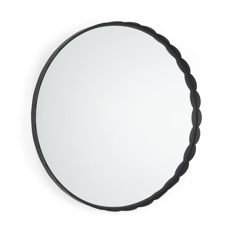 HomeRoots 30" Black Metal Scalloped Framed Accent Mirror - 29.72 in. x 29.72 in. x 1.97 in.