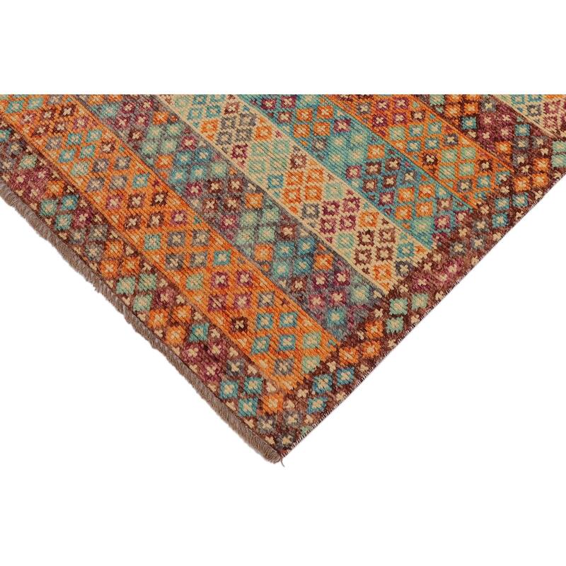 Eclectic Balochi Mejia Blue/Maroon Hand Knotted Wool Rug - 3'6'' x 5'2''