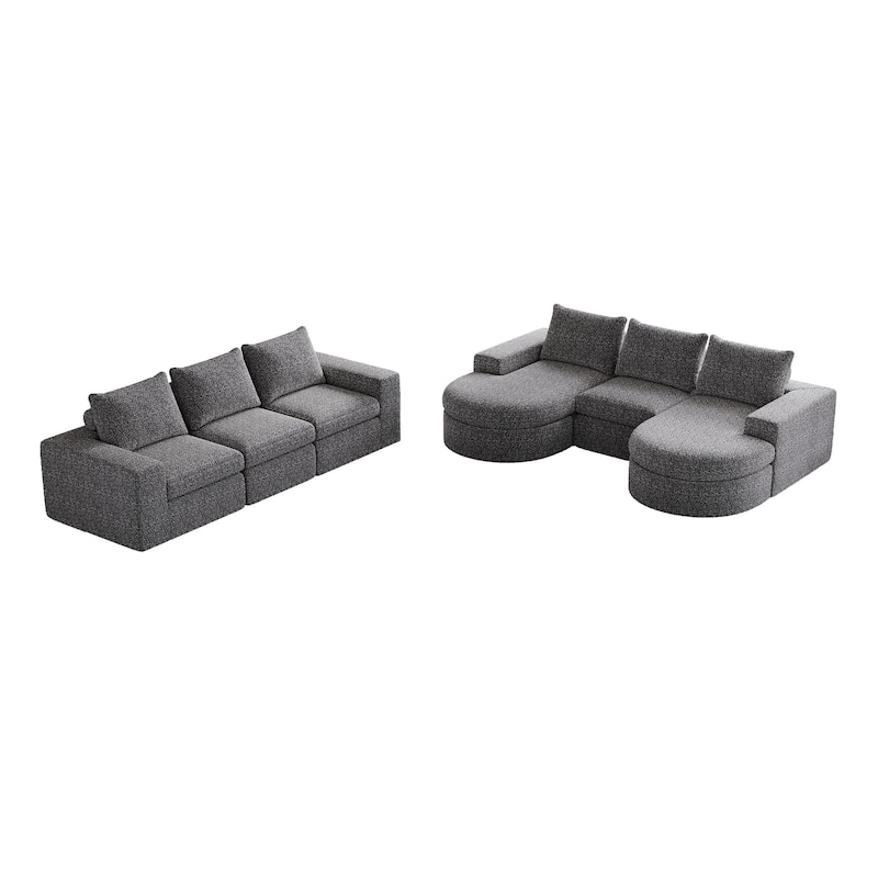 Roomfitters 99" Modern Chenille Cloud Curved Sectional Sofa with Chaise, L-Shaped Couch, for Living Room or Apartment