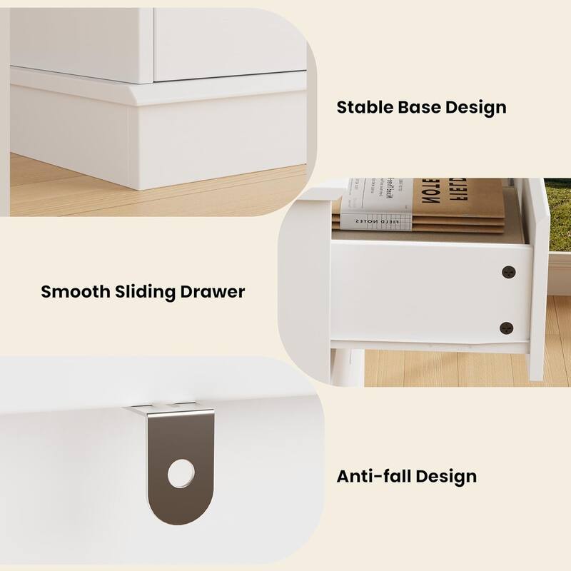 Dresser for Bedroom with 6 Drawers, Modern Chest Featuring LED Lights and Charging Station