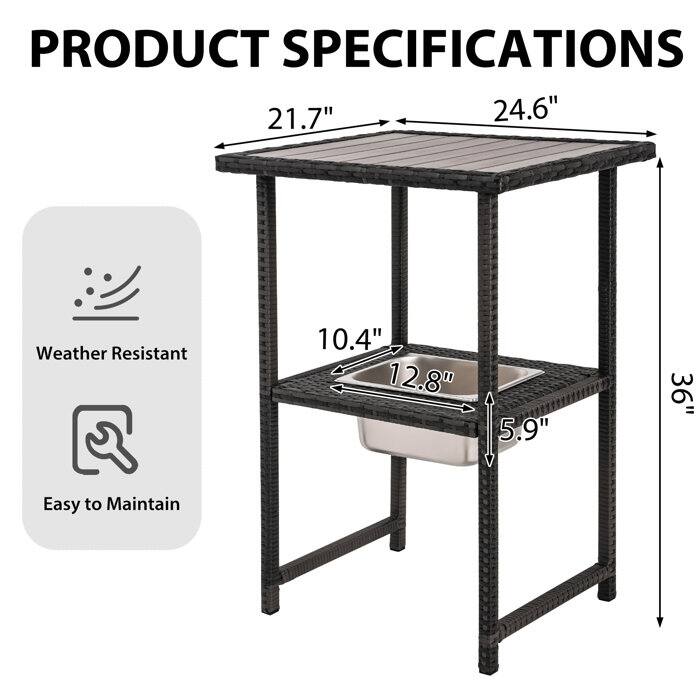 Rectangular 21.7'' L x 24.6'' W Outdoor Bar Table