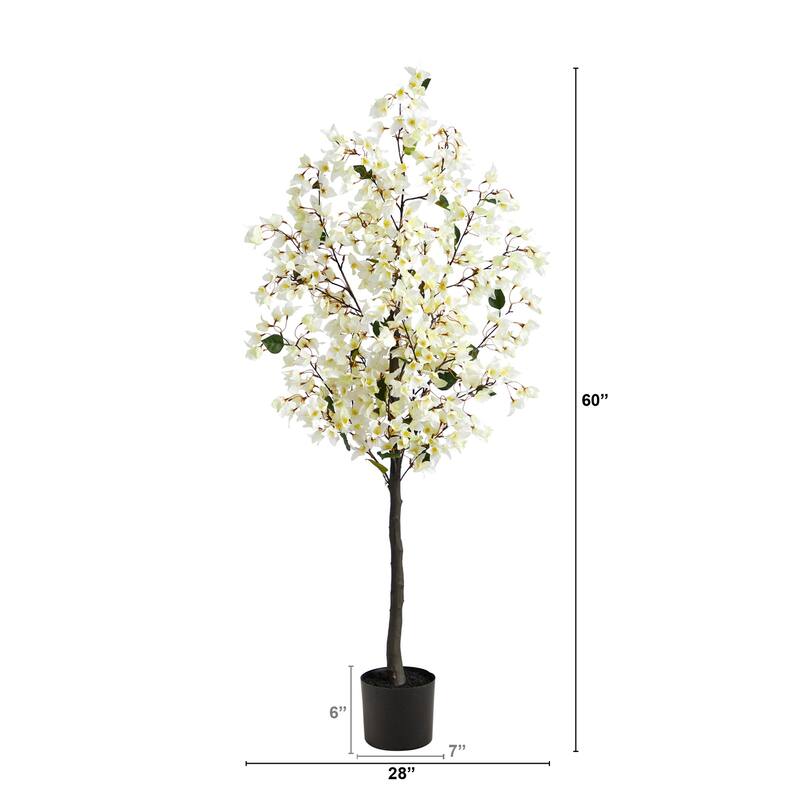 Artificial Tree 5ft Indoor Decorative Flowers Realistic Home Accent - Green - 61 Inches and Over