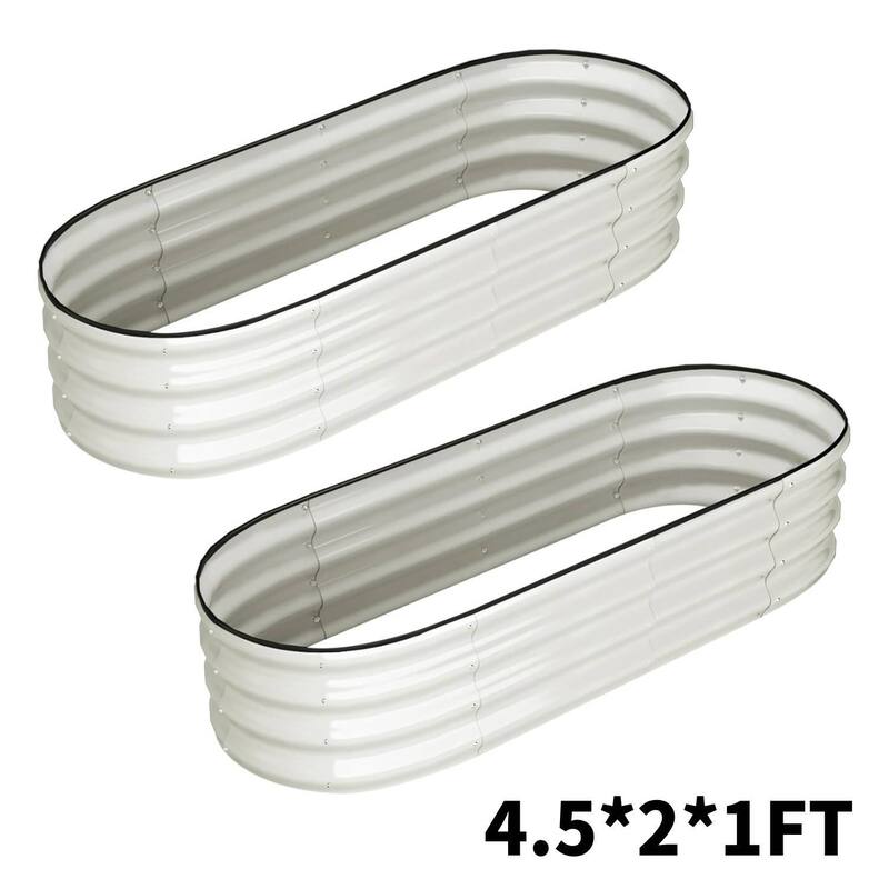 2 Pcs 4.5x2x1ft Galvanized Raised Garden Bed, Planter Box for Vegetables, Flowers, Fruits - White