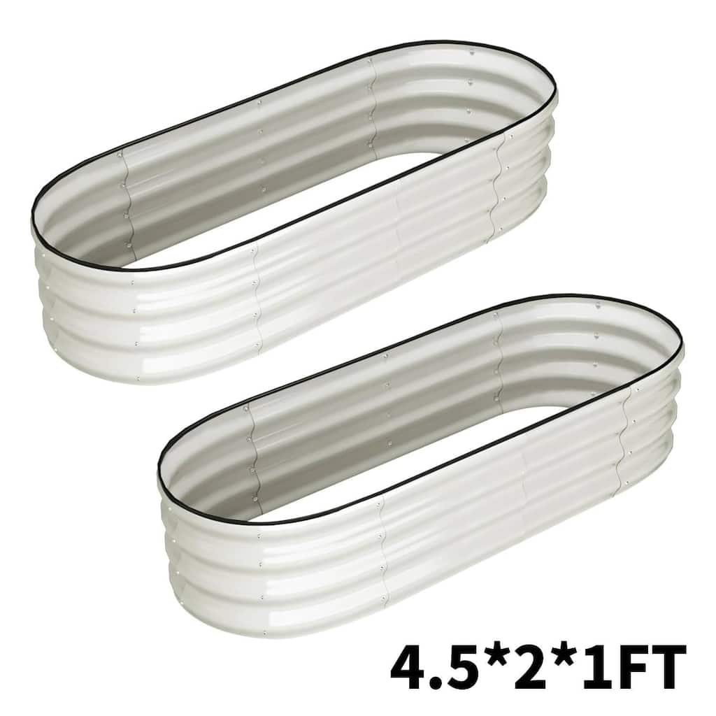 2 Pcs 4.5x2x1ft Galvanized Raised Garden Bed, Planter Box for Vegetables, Flowers, Fruits