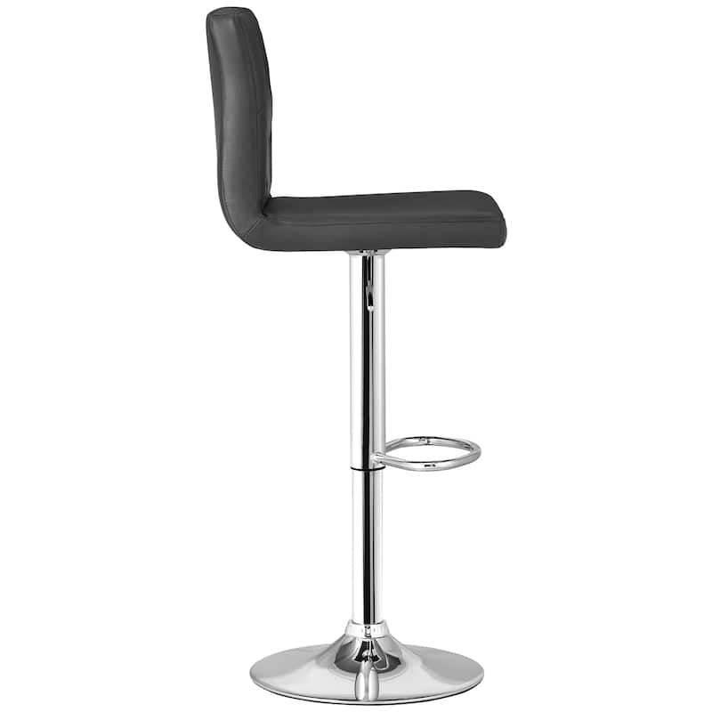 Javlergo 4 Pack 360° Swivel Bar Stools Adjustable PU Leather Stools with Diamond Tufted Back Curved Footrest
