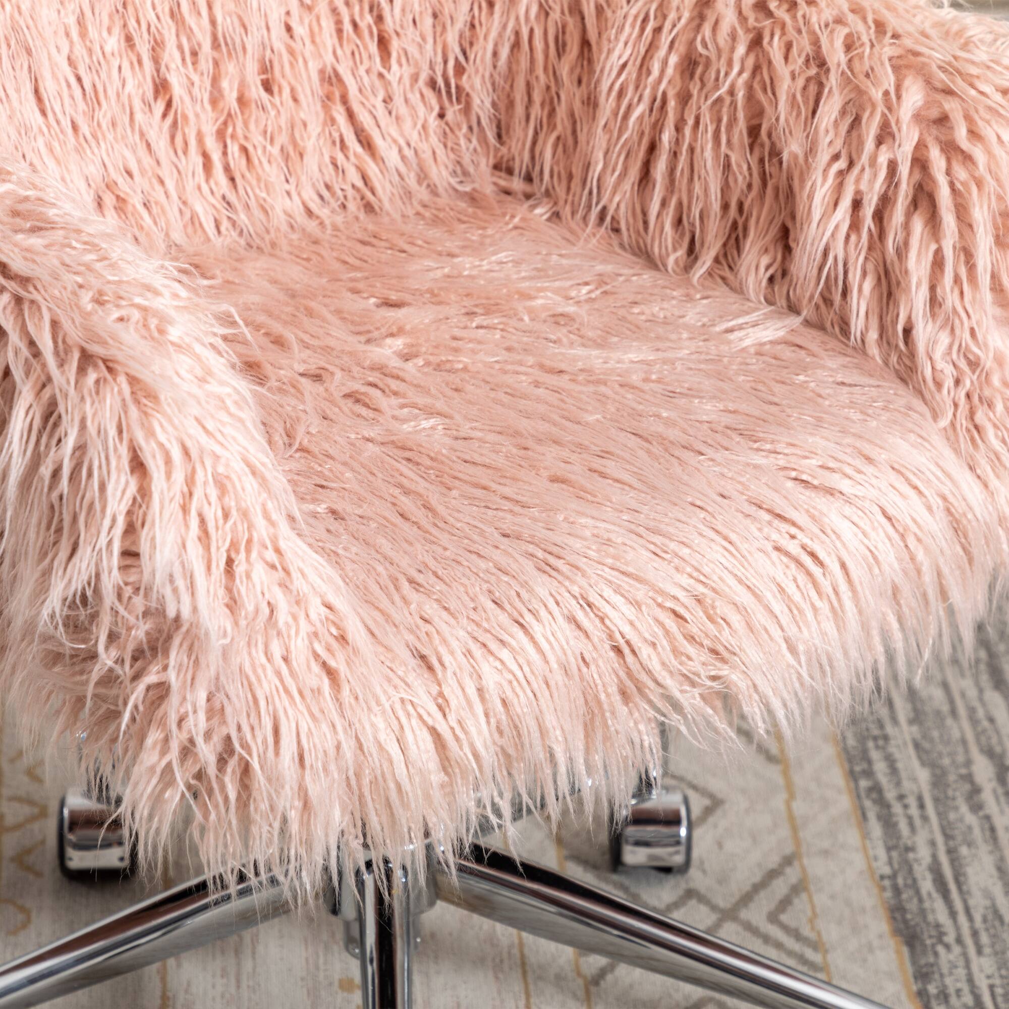 Modern Faux fur home office chair, fluffy chair for girls, makeup