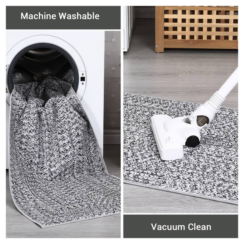 Modern Braided Print Rug Washable Area Rugs for Living Room Bedroom