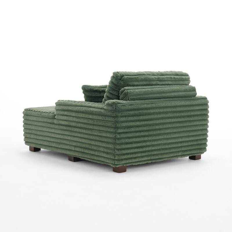 53"W Oversized Plush Fur-Like Chaise Lounge Sofa with Cup Holder