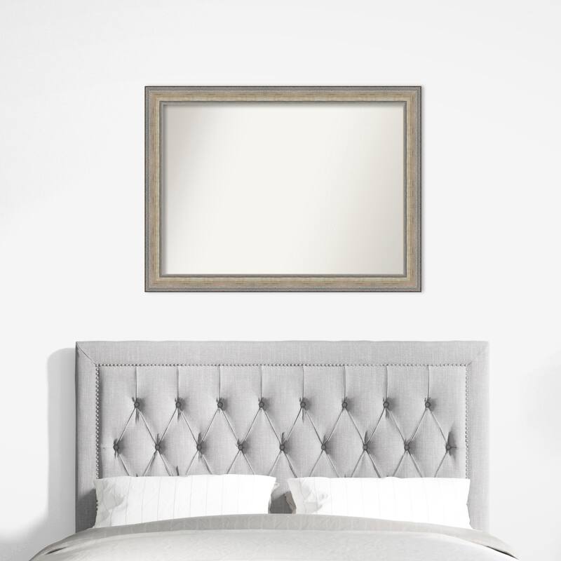 Fleur Silver Non-Beveled Wood Framed Wall Mirror - Fleur Champagne Silver