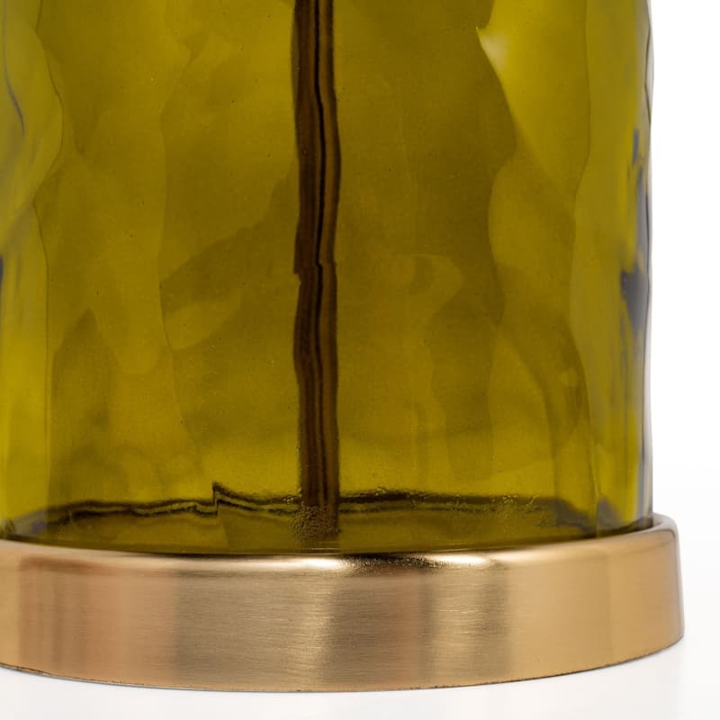 HomeRoots 22" Green Glass LED Table Lamp With Black Drum Shade - 13