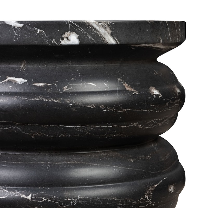 Marq Rounded Tiers Concrete Side Table with Marble Finish