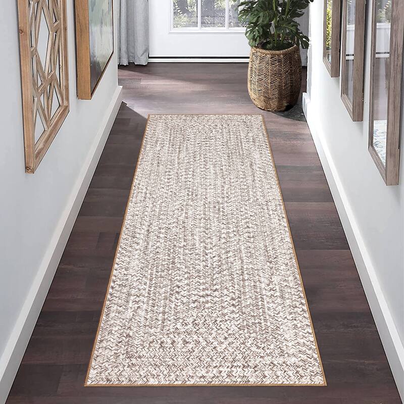 Modern Braided Print Rug Washable Area Rugs for Living Room Bedroom
