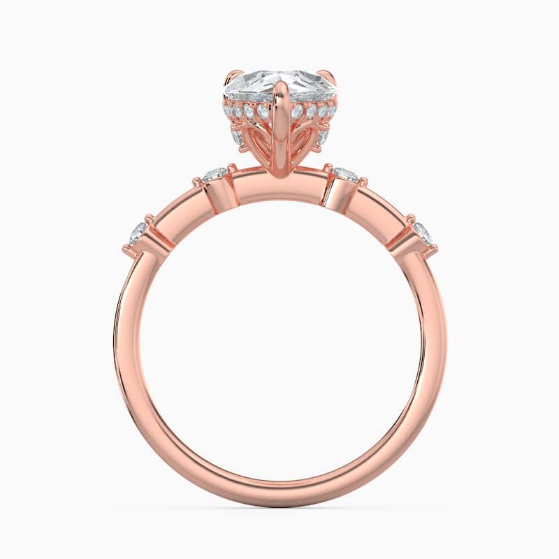 Auriya 14k Gold Petite Diamond Station Pear Lab Grown Hidden Halo Engagement Ring 1.00 to 5.00 ct. tw.(F-G, VS)