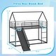 preview thumbnail 5 of 4, House-Shaped Metal Bunk Bed Frame with Safety Guardrail & Roof