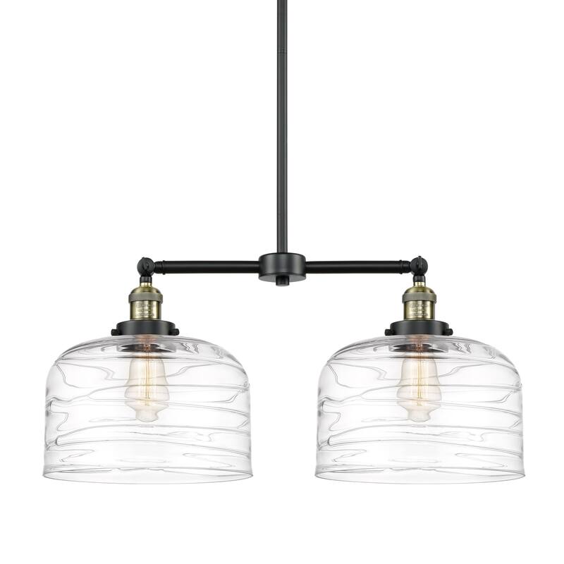 Innovations Lighting 209-10-21-L Bell Linear Bell 2 Light 21" Wide - Black Antique Brass / Clear Deco Swirl