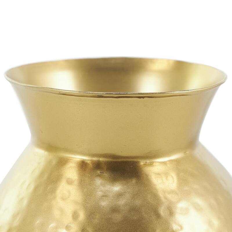 Metal Hammered Spotted Decorative Vase - Gold - Roche River Decor