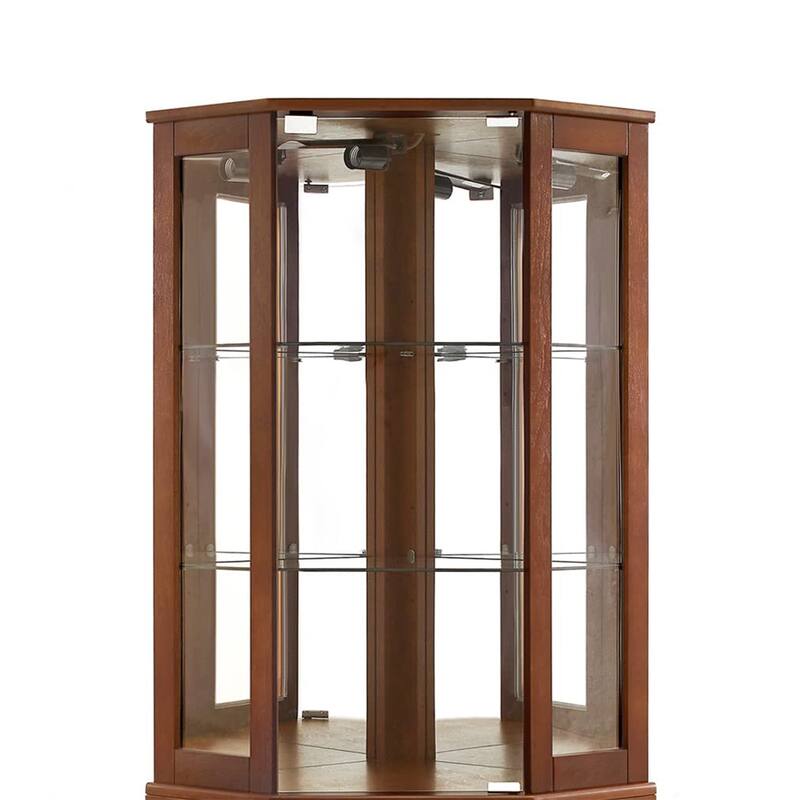 6 Shelf Corner Curio Display Cabinet with Lights, Mirrors and Shelves