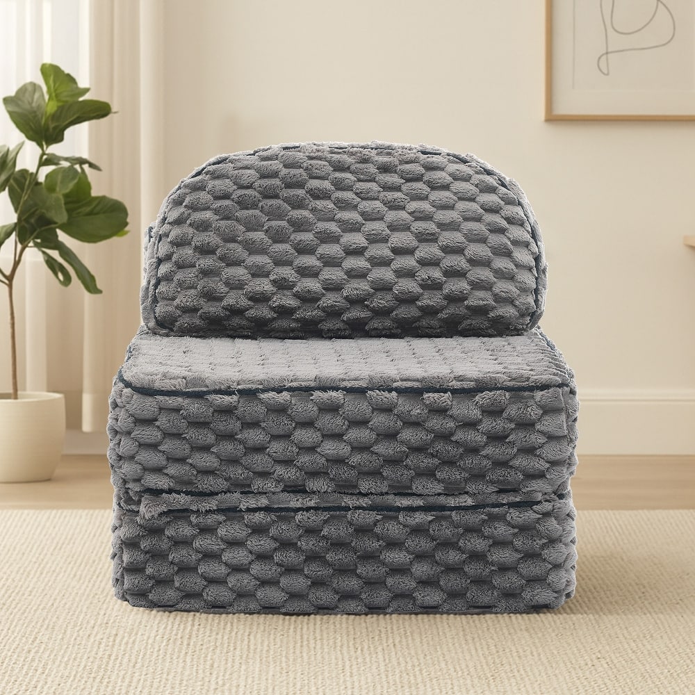 3-in-1 Convertible Sofa Bed Soft Fuzzy Fabric