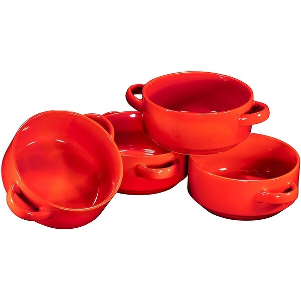 Porcelain French Onion Soup Bowls - Exclusive classic and elegant design with handle set of 4