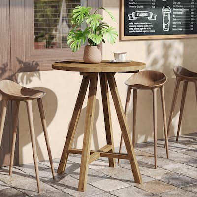 Solid Wood Bar Table, 31.5" Round Pub Bistro Table Small Dining Table