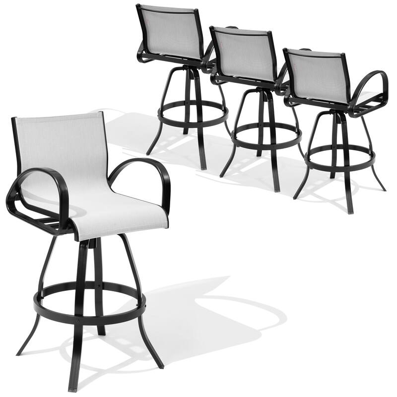 Crestlive Products Outdoor Patio All-weather Aluminum Swivel Bar Stools Sunbrella