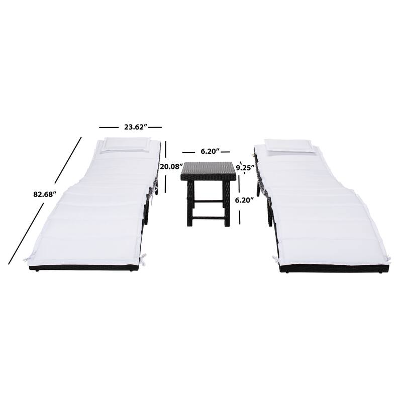 SAFAVIEH Outdoor Blaguna 3-Piece Sun Lounger Set - 83Wx20Dx24H