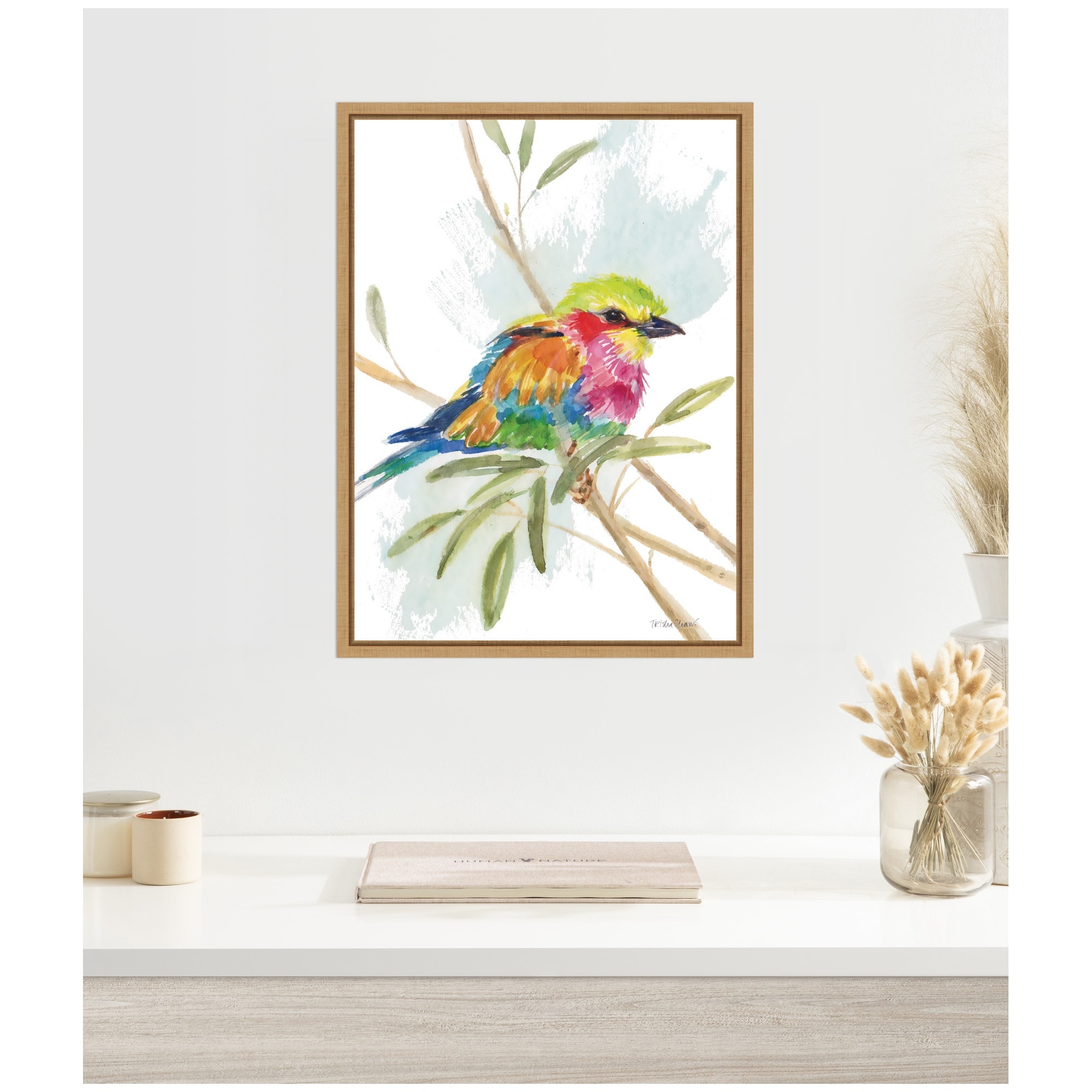 Kate and Laurel Bright Bird by Patricia Shaw Framed Canvas Wall Art Print
