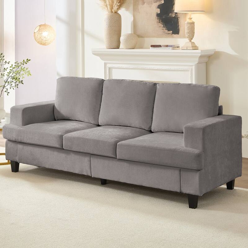 Mixoy W82" Chenille Straight Sectional Sofa,Cloud Sleeper Comfy Upholstered 3-Seater Sofa Couch