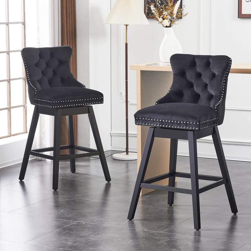 26"/30" Velvet Upholstered Swivel Counter or Bar Height Stools