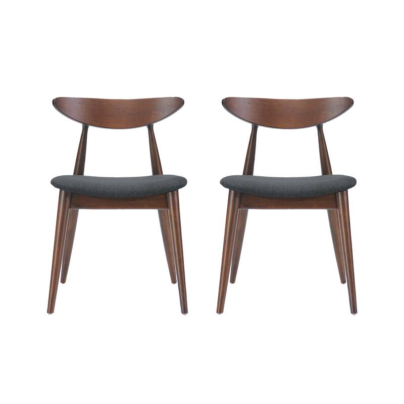 Roomfitters Retro Rubberwood Dining Chairs with Ergonomic Back and Plush Cushions, Set of 2