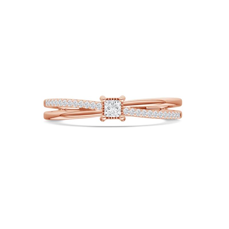 1/8ct TDW Diamond Split Shank Engagement Ring in 10K Rose Gold for Women