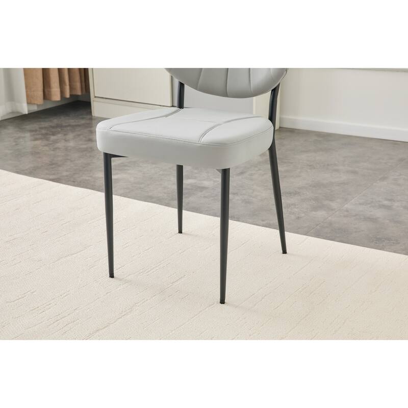 Set of 4, 20" PU Leather Upholstered Dining Chairs with Metal Legs