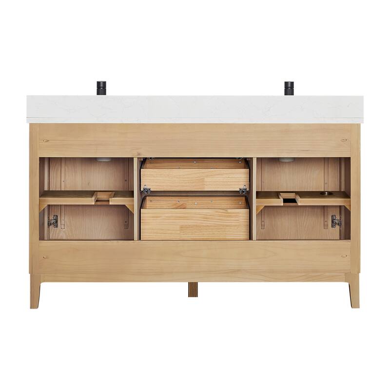 Gara Double Bath Vanity with Composite Stone Top without Mirror