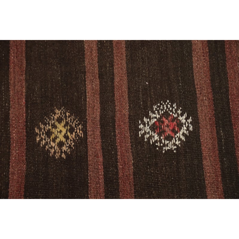 Hand Woven Oriental 100% Wool Carpet Southwestern Tribal Brown Kilim Area Rug - 9' 7'' X 5' 8''