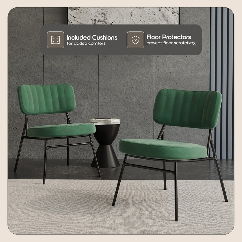 Marilane Modern Set of 2 Velvet Upholstered Accent Chairs with Sturdy Metal Legs for Home Office and Lounge Living Room