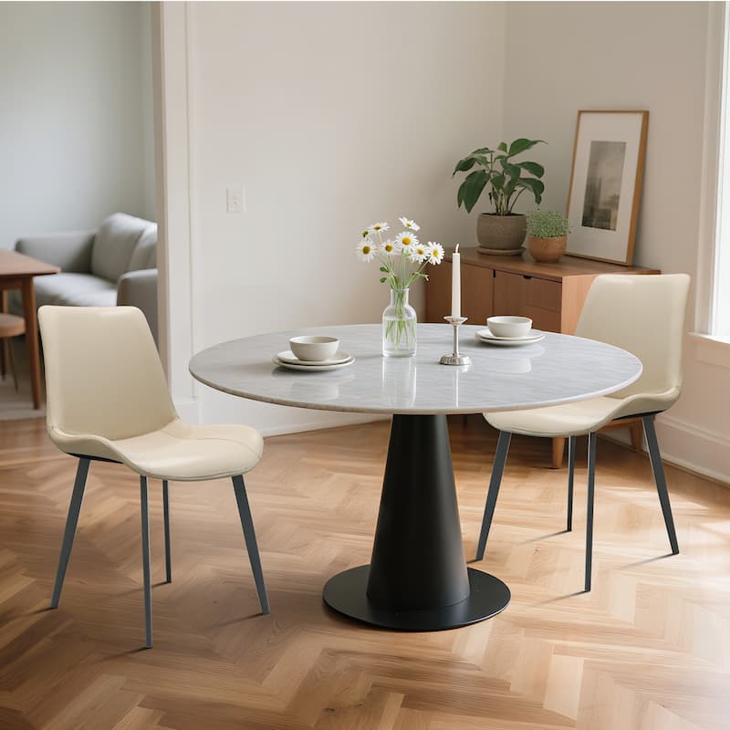 PU Leather Dining Chair with Metal Legs, Modern Upholstered Chair Set of 2 for Kitchen, Restaurant, Living, Meeting Room