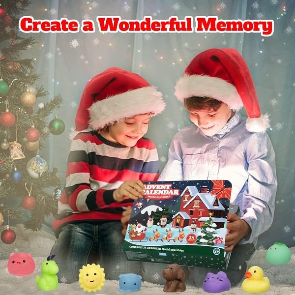 Calendrier De L’Avent Mochi Squishy 2025 – 24 Animaux Kawaii, Phosphorescents, Anti-stress