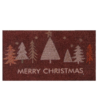 Rubber-Cal "Oh, Christmas Tree!" - Vibrant Red Christmas Welcome Mat 15mm X 18" X 30"