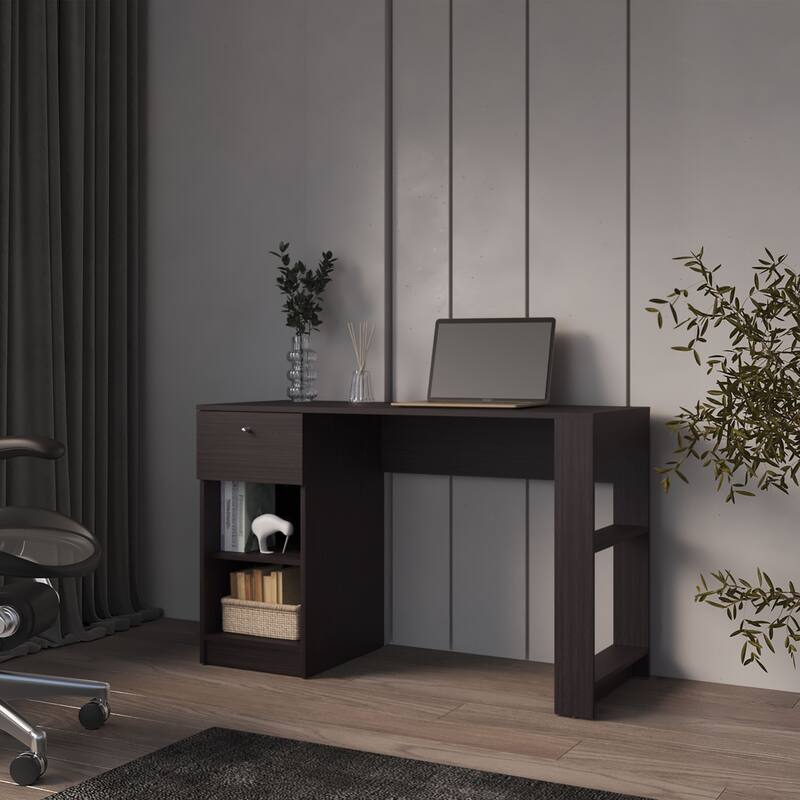 Salomé Computer Desk with Open Storage, Natural Oak - Light Oak