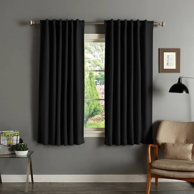 Aurora Home Insulated Thermal 63-inch Blackout Curtain Panel Pair - Black