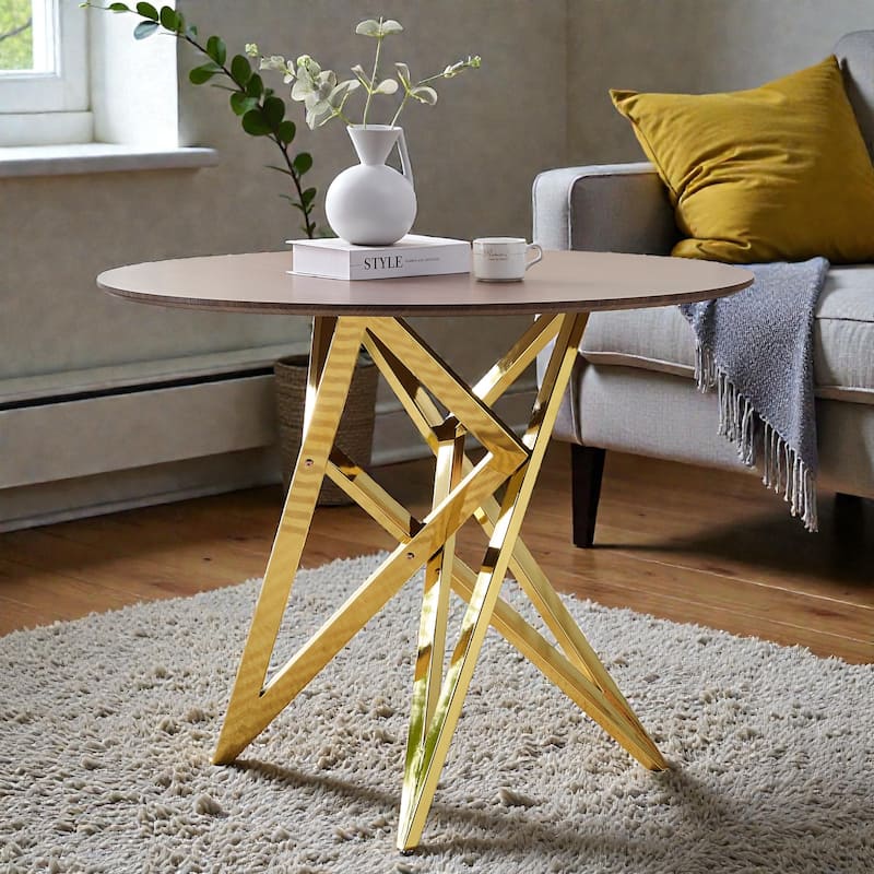 37 Inch Round Dining Table with Metal Legs, Small Kitchen Table for 2 to 4 People, Modern Space Saving Design