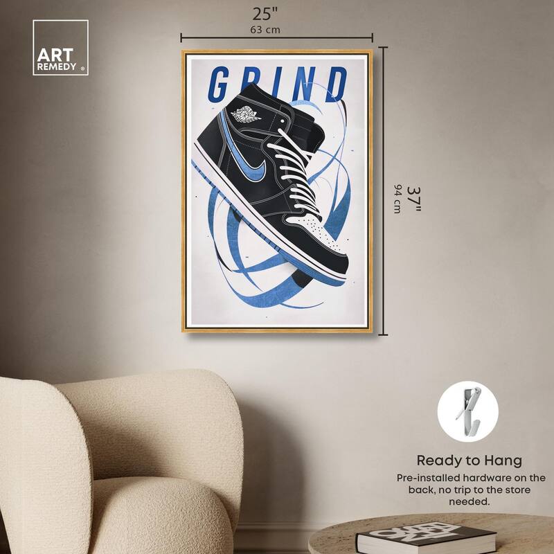 Blue Ribbon Sneaker Canvas by Art Remedy