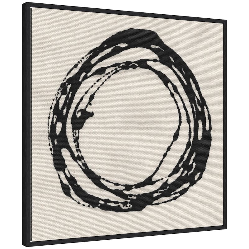 Kate and Laurel Sylvie Flowing Circle Abstract 2 Framed Canvas by The Creative Bunch Studio - 30x30 - Black