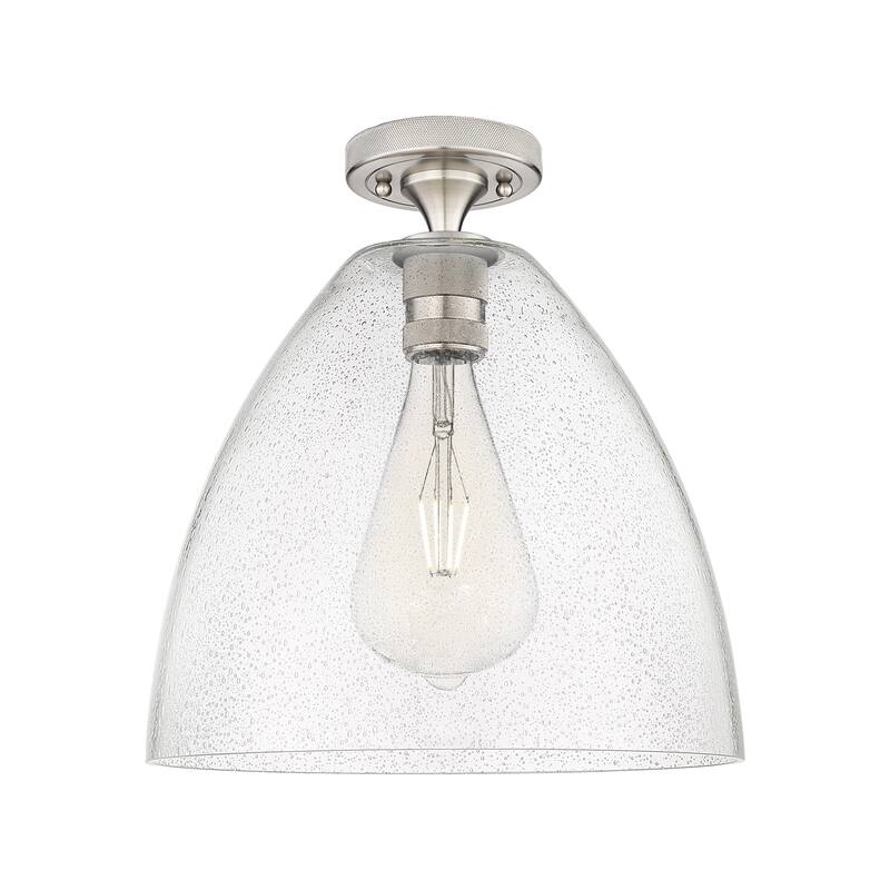 Innovations Lighting Downtown Urban - Crown Point - 1 Light 12" Bristol Flush Mount - Satin Nickel/Seedy